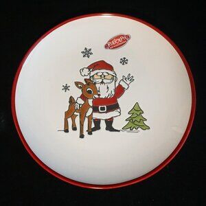 Rudolph The Red Nosed Reindeer Dinner Plate Ceramic 10.5 inch Single Plate (A)